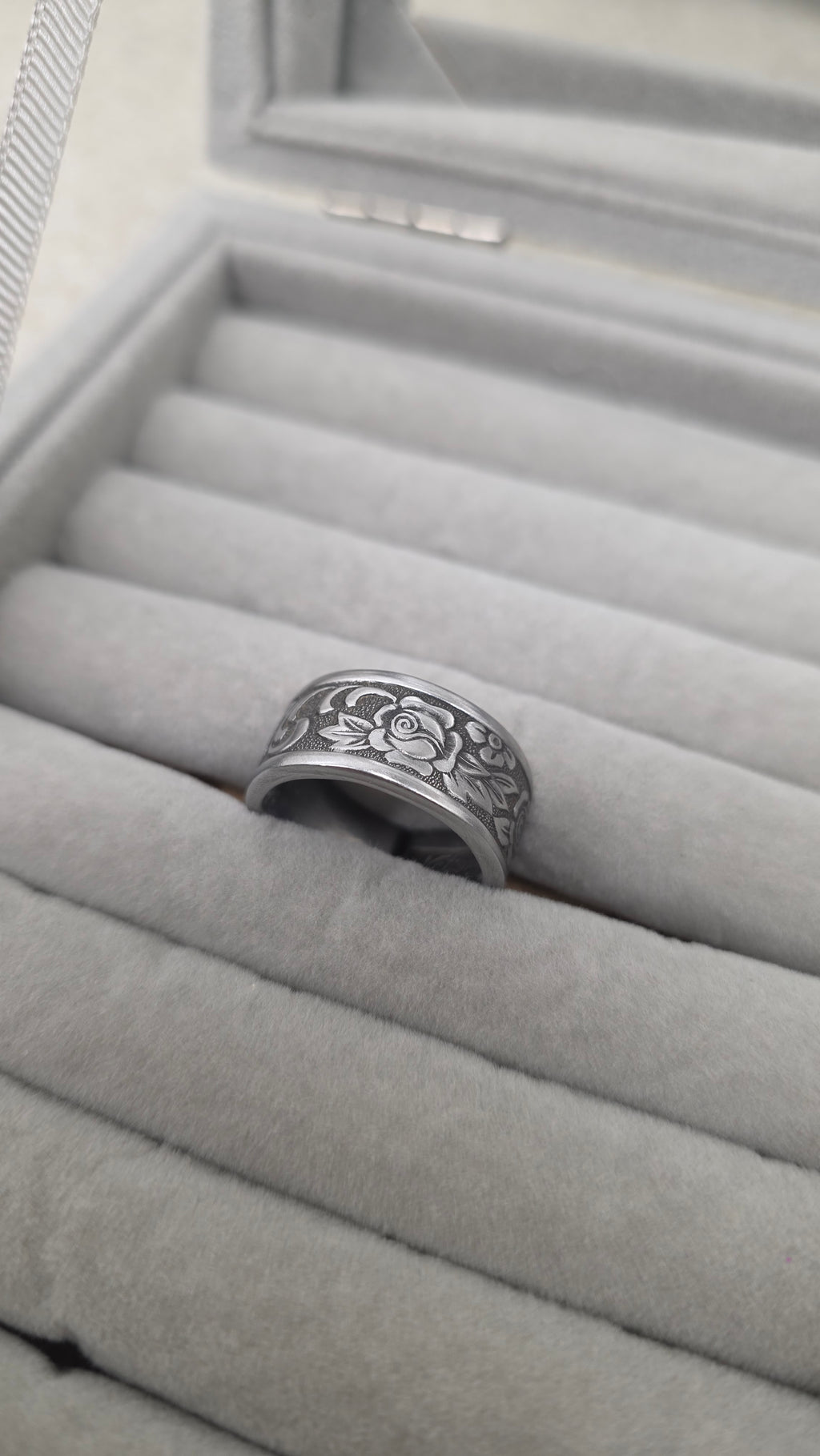Dark Floral Spoon Ring