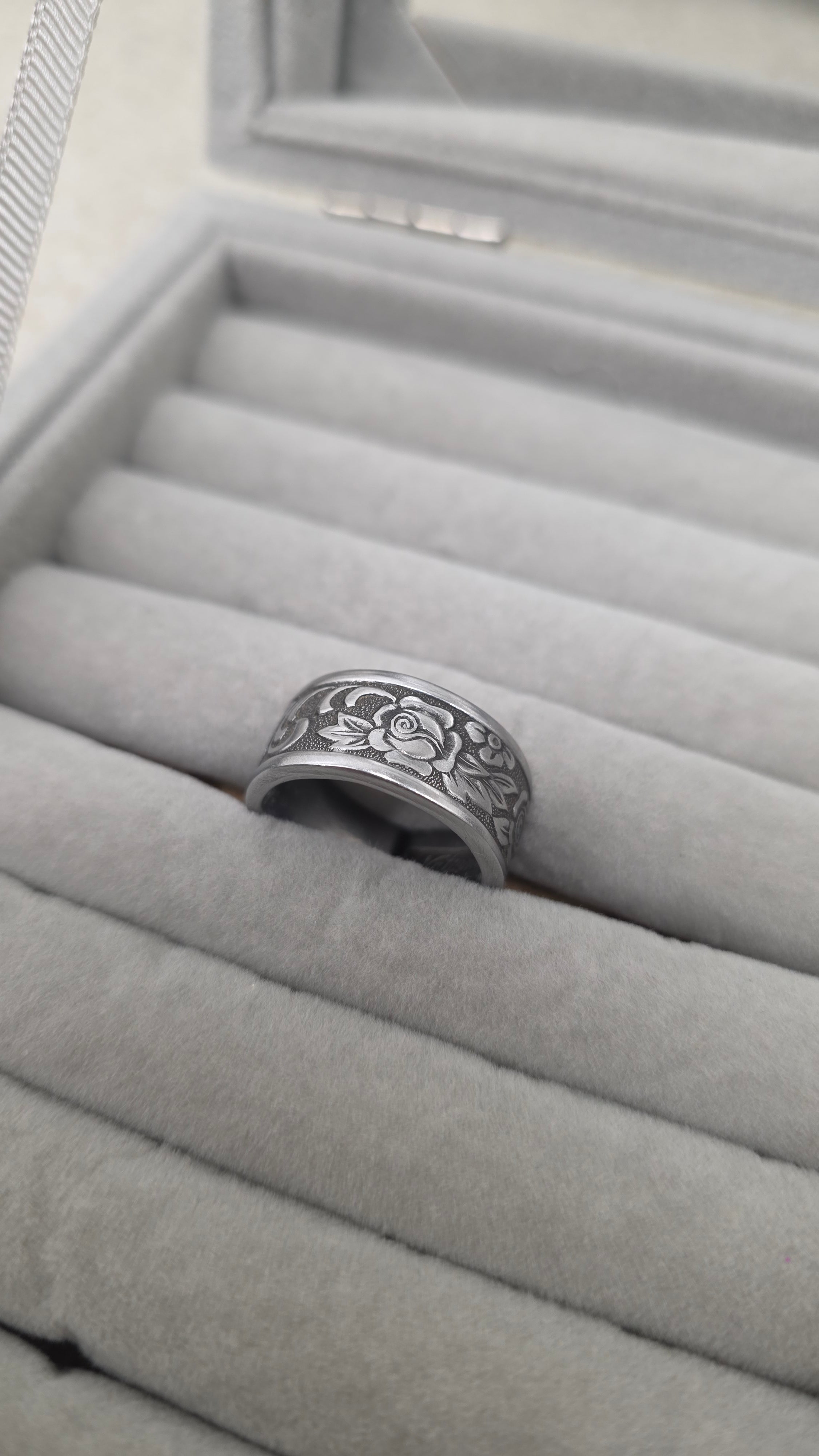 Dark Floral Spoon Ring